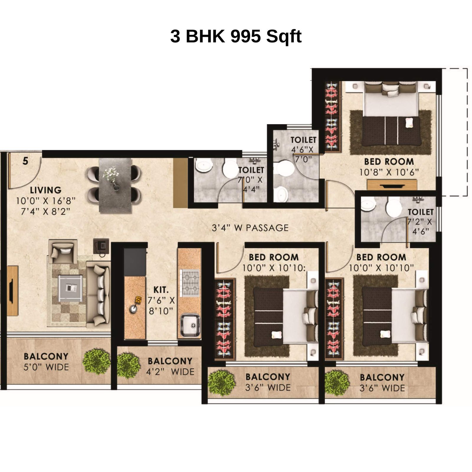 Wembley-Floor-Plan-3-BHK-995-Sqft